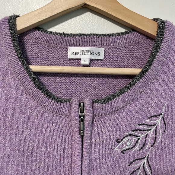 Northern Reflections Purple Embroidered Zip-Front Vest, Women’s Size Large - Picture 5 of 7